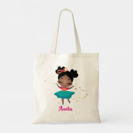 Little Girl Dancing Ballerina w/Bow, Guld Sparkles Tygkasse