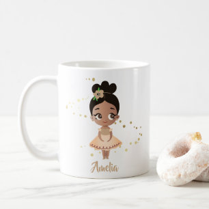 Little Girl Dancing Ballerina w/Flower, Guld Kaffemugg