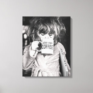 Little Girl Drinking Coffee Canvastryck