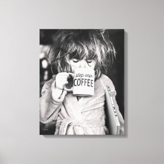 Little Girl Drinking Coffee Canvastryck