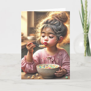 Little Girl Eating Breakfast Cereal Kort