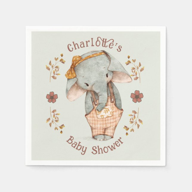 Little Girl Elephant Baby Shower Pappersservett (Framsidan)