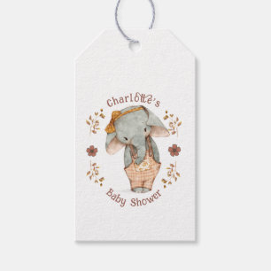 Little Girl Elephant Baby Shower Presentetikett