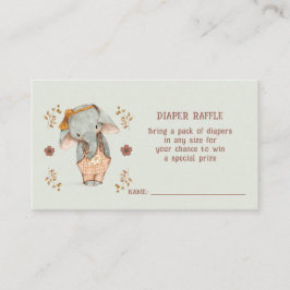 Little Girl Elephant Baby Shower Raffle Tilläggskort