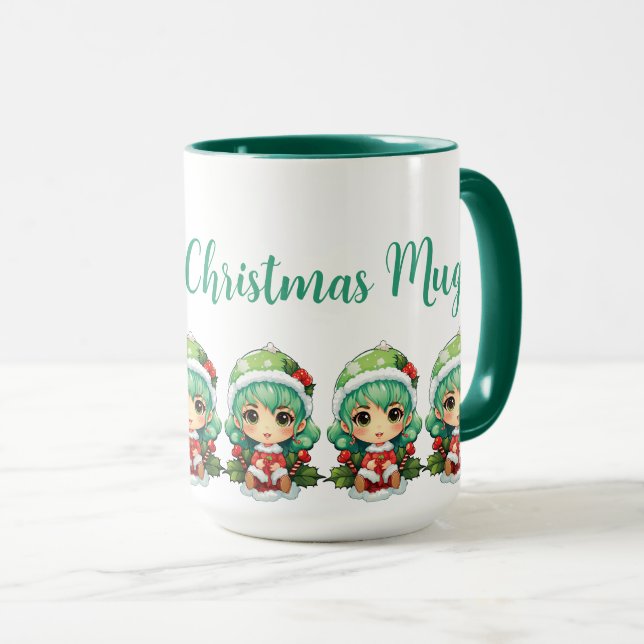Little Girl Elf Julafton Magic Customized Mugg (Framsida höger)