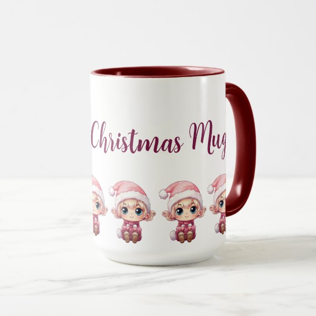 Little Girl Elf Julafton Magic Customized Mugg (Framsida höger)