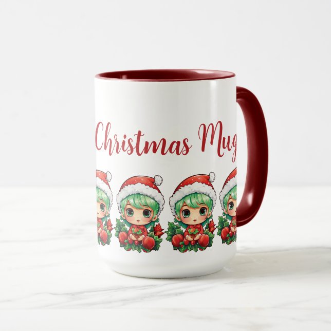 Little Girl Elf Julafton Magic Customized Mugg (Framsida höger)