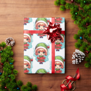 Little Girl Elf Julafton Magic Presentpapper