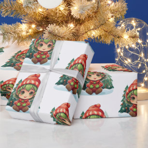 Little Girl Elf Julafton Magic Presentpapper