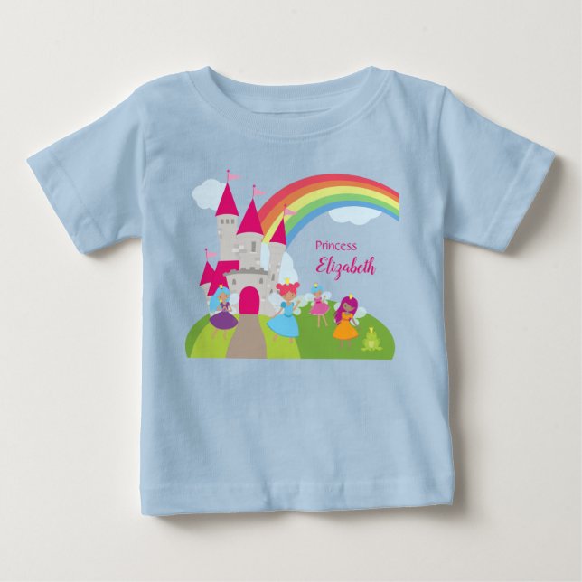 Little Girl Fairy Princess med Rainbow and Castle T Shirt (Framsida)