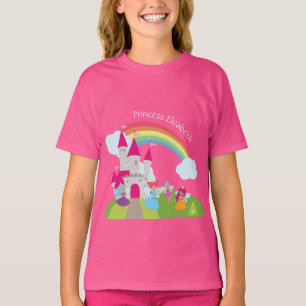 Little Girl Fairy Princess med Rainbow and Castle T Shirt