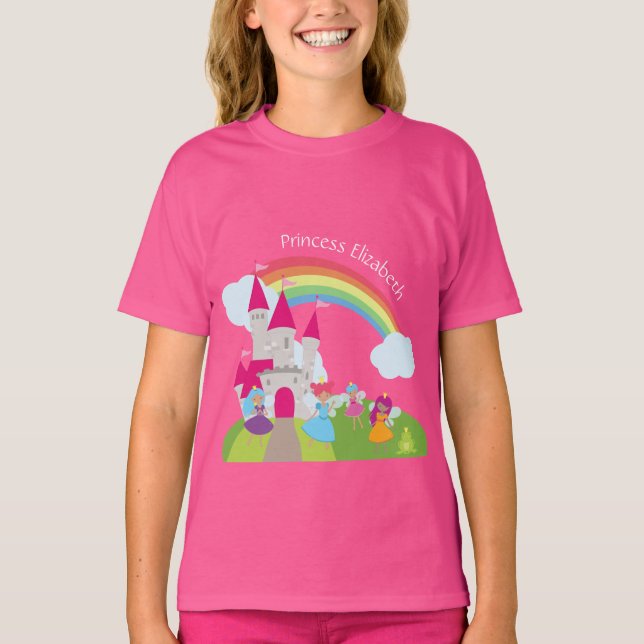 Little Girl Fairy Princess med Rainbow and Castle T Shirt (Framsida)