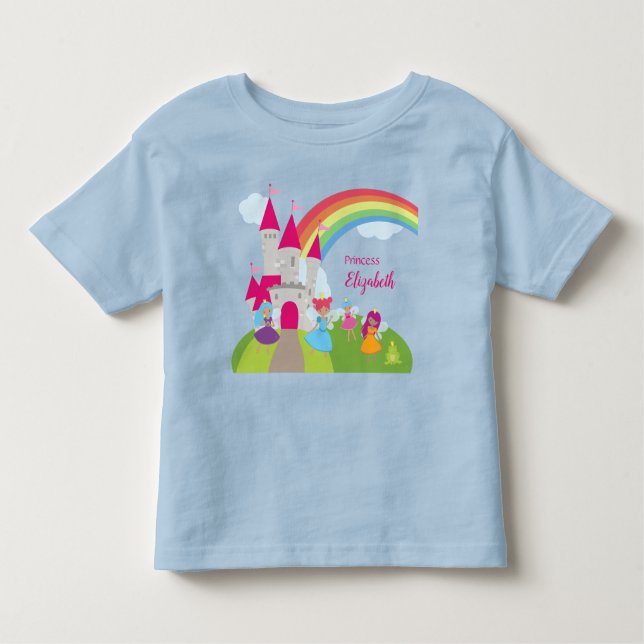 Little Girl Fairy Princess med Rainbow and Castle T Shirt (Framsida)