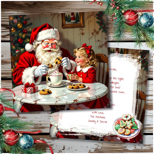 Little Girl Giving Santa a Gift Christmas Julkort (Skapare uppladdad)