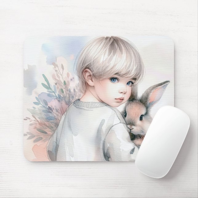 Little Girl Holding a Bunny Musmatta (Med mus)