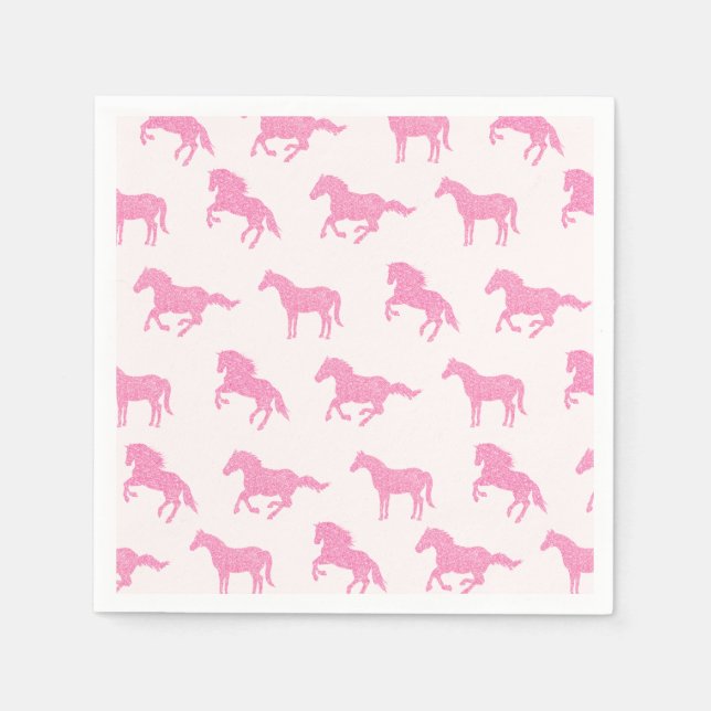 Little Girl Horse Lover Rosa Glitter Birthday Pappersservett (Framsidan)