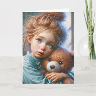 Little Girl Hugger A Nalle Kort