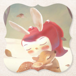 Little Girl Hugger Hjort Underlägg Papper