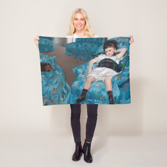 Little Girl in a Blue Armcourt, Cassatt Fleecefilt (På plats)