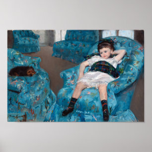 Little Girl in a Blue Armcourt, Cassatt Poster