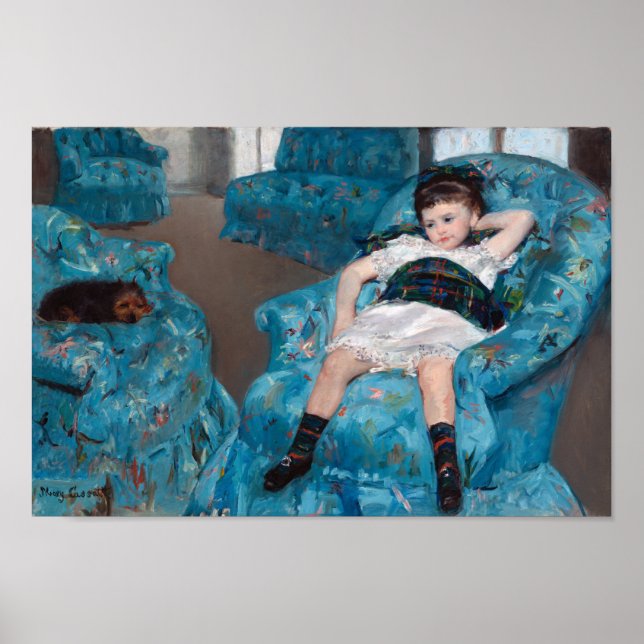 Little Girl in a Blue Armcourt, Cassatt Poster (Framsidan)