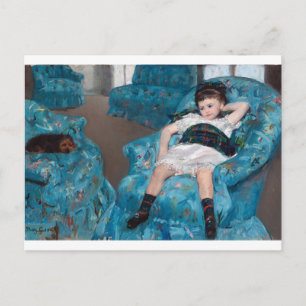 Little Girl in a Blue Armcourt, Cassatt Vykort