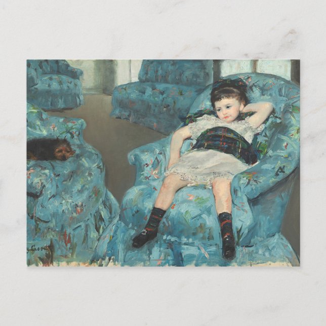 Little Girl in a Blue Armstol, 1878 (oi) Vykort (Framsida)