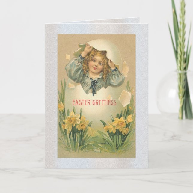 Little Girl in a Egg Card Helgkort (Framsida)