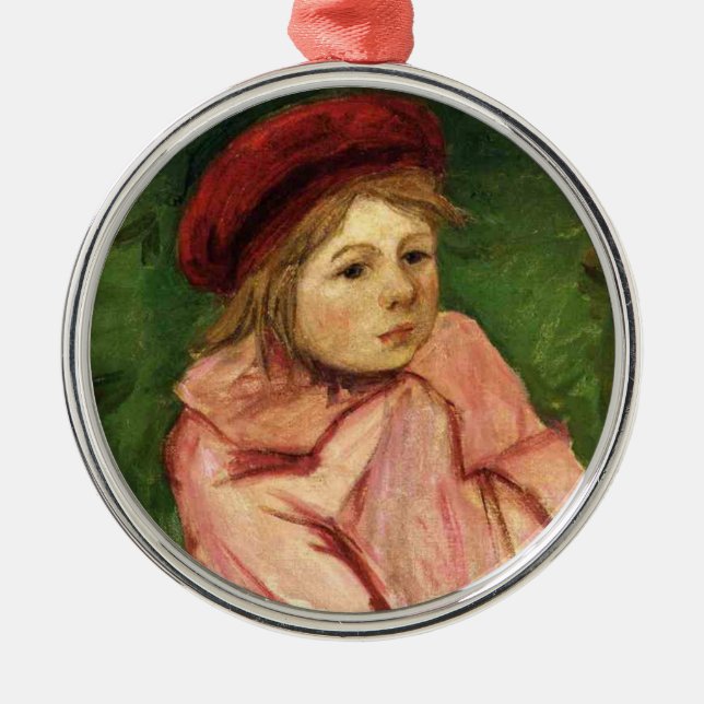Little Girl in a Red Beret Julgransprydnad Metall (Framsidan)
