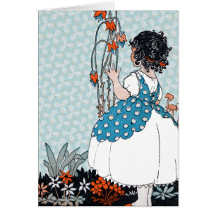 Little Girl in Pinaforce av Söt Flowers OBS Kort