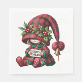 LITTLE GIRL IN RED AND GREEN HOLIDAY PLAID PAPPERSSERVETT
