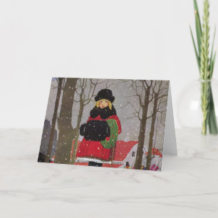 Little Girl in Red Jackar Helgkort