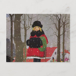 Little Girl in Red Jackar Vykort