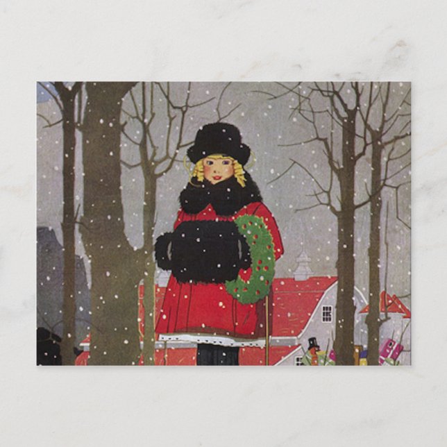 Little Girl in Red Jackar Vykort (Framsida)