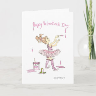 Little Girl in Tutu Valentine Card Helgkort