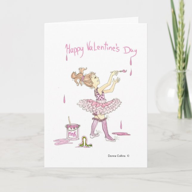 Little Girl in Tutu Valentine Card Helgkort (Framsida)