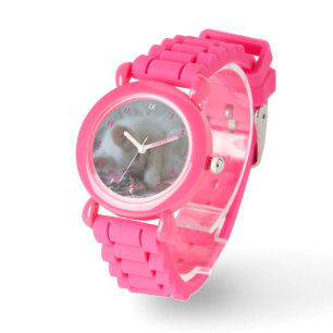 Little Girl Kattunge Rosa Silicone Strap Watch Armbandsur