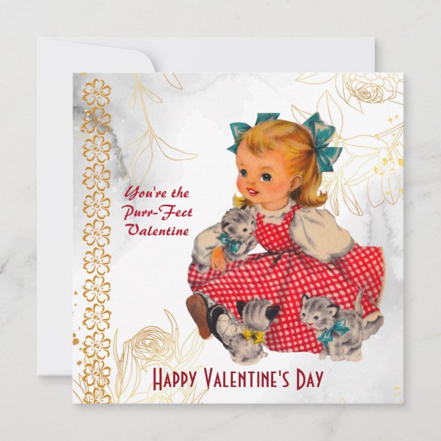 Little Girl Kittens Vintage Purr-Fect Valentine (Framsida)