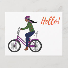 Little Girl Lila Bike_White Vykort