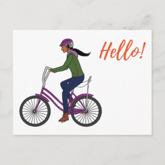 Little Girl Lila Bike_White Vykort