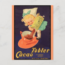 Little Girl Makes Hett Chocolate Vykort