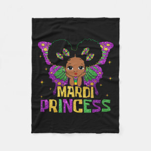 Little Girl Mardi Gras Princess Black Melanin Girl Fleecefilt