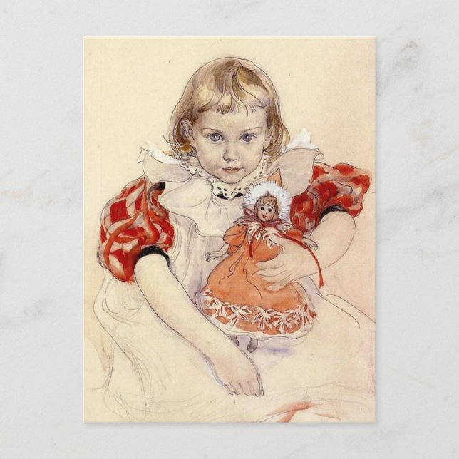 Little Girl med Doll 1897 Vykort (Framsida)