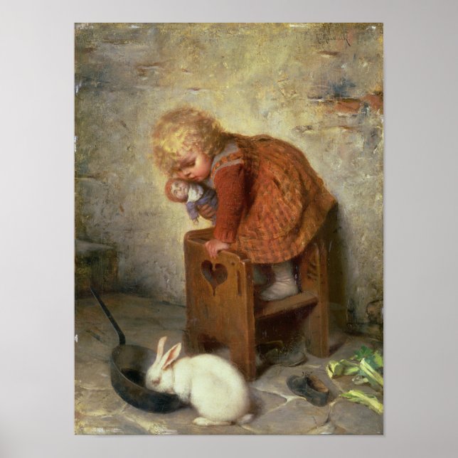 Little Girl med kanin Poster (Framsidan)