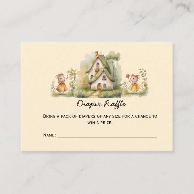 Little Girl Mice Baby Shower Raffle Placeringskort (Framsida)