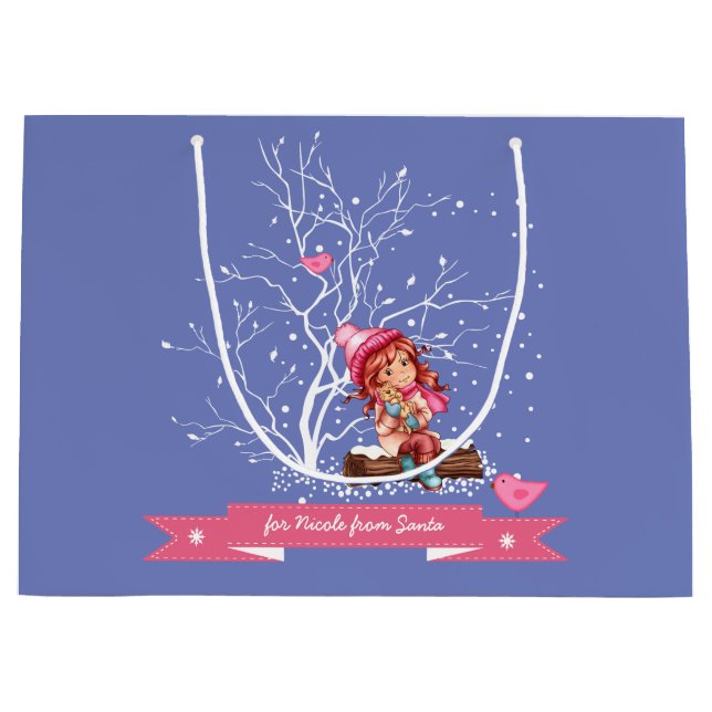 Little Girl och Kattunge | Anpassad jul för namn (Framsidan)