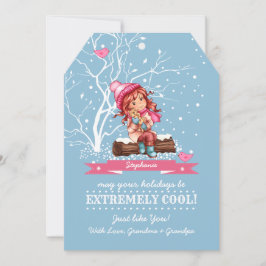 Little Girl och Kattunge | Anpassad jul för namn Julkort