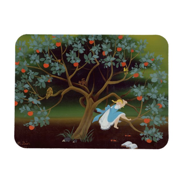 Little Girl på Dreams Träd Magnet (Horisontell)