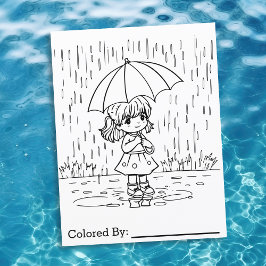 Little Girl på Rainy Day | Färgsida