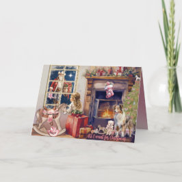 Little Girl, Pink Cowboy Boots for Christmas Card Helgkort